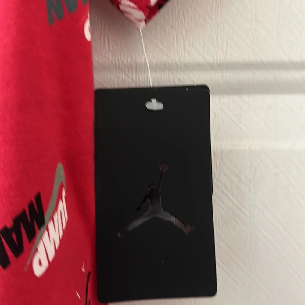 JORDAN TWO PIECE OUTFIT: TEE/SHORTS: RED/BLACK: NEW WITH TAGS: SIZE 24 MTH